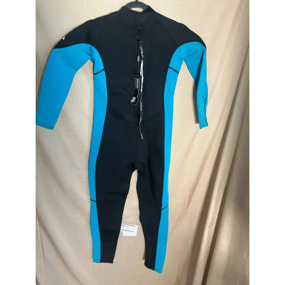 Hevto Wetsuit Kids Size 12 Black Blue New 3/2mm Neoprene Full Body Back Zip